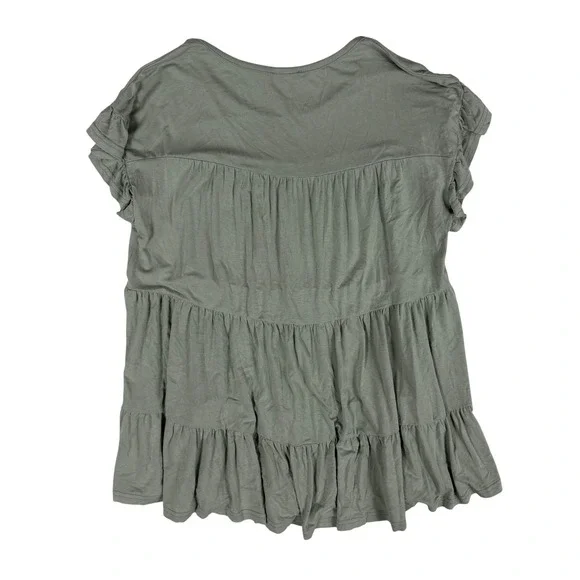 Jodifl Sage Green Tiered Babydoll Ruffle Sleeve Boho Top Women's Size Small - Picture 4 of 5